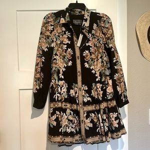 NWT Anthropologie floral black mini dress size S